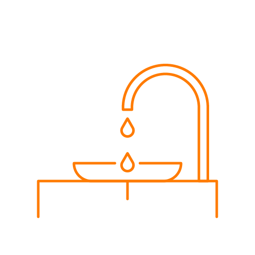A sink icon with a dripping faucet.
