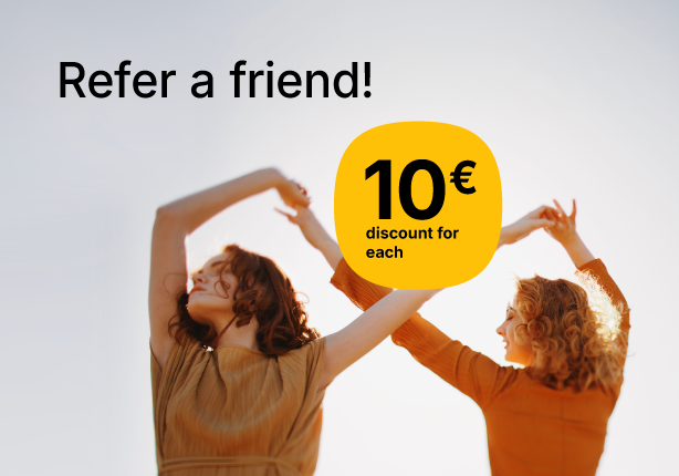 Refer a friend and save €10 each!