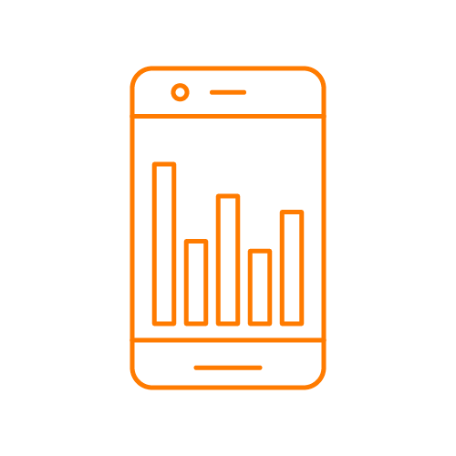 An icon of a smartphone displaying a consumption chart on its screen.