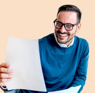 Man is looking at his invoice